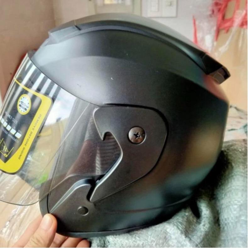 Nón bảo hiểm 3/4 bopa có kính đi phượt hàng chính hãng [ MÀU ĐEN TRƠN ]- Mũ bảo hiểm phượt chuẩn phượt VÒNG ĐẦU 52-60CM