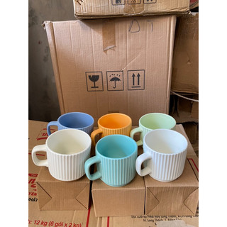 (giá 1 thùng 54 cái, sỉ sập sàn) Cốc gốm sứ tráng men vintage trơn lớn cực xinh, cốc sứ vintage, cốc sứ cà phê