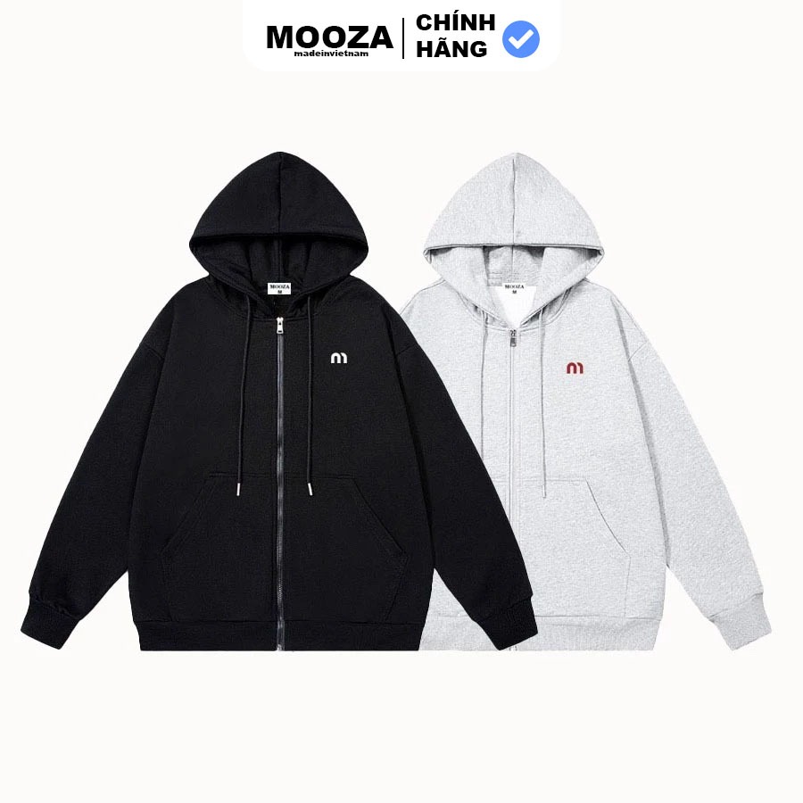 Áo Hoodie ZIP Mooza Form Rộng Nỉ Lót Bông Unisex Local Brand/ chữ M ...
