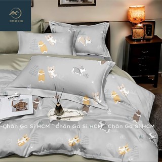 ☘️SIÊU ĐẸP☘️Bộ Chăn Ga Gối Lyocell Microfiber Mát Mềm Mịn Cao Cấp, Bộ 5 Món Gồm Chăn Bông_Chăn Ga SỈ