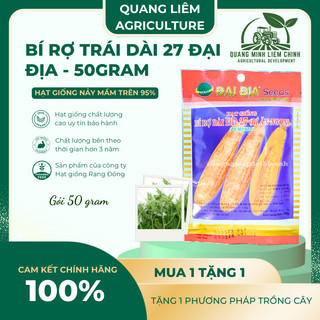 Hạt Giống Bí Rợ Trái Dài 27 (Bí Ăn Ngọn) Đại Địa - 50gram, Hạt Giống Nảy Mầm Tốt, Năng Suất Cao