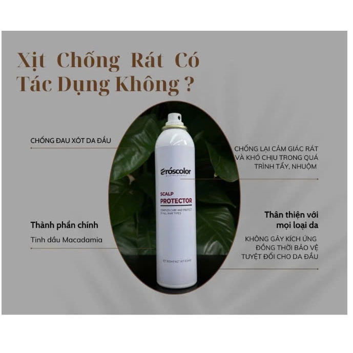 Xịt Chống Rát, Sót Bảo Vệ Da Đầu Làm Hoá Chất Eroscolor | Made in China | 300mlXịt Chống Rát, Sót Bảo Vệ Da Đầu Làm Hoá