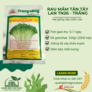 Rau Mầm Tân Tây Lan TN26 - TRẮNG Trang Nông (100gr), nảy mầm tốt, năng suất cao, trông quanh năm