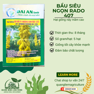 Đu Đủ F1 Hoàng Kim ĐA 122 (5 Hạt) Đại An, Hạt Giống Nảy Mầm Tốt, Năng Suất Cao, Trông Quanh Năm