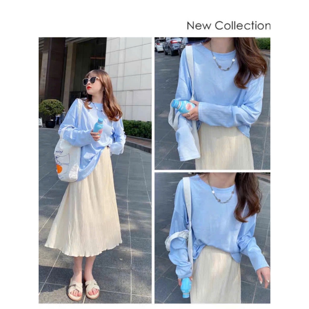 Áo thun nữ dài tay dáng rộng in hình Nơ Little JULY FASHION, Áo thun tay dài chất xượt, thun giấy form dài Stype Hàn Quo