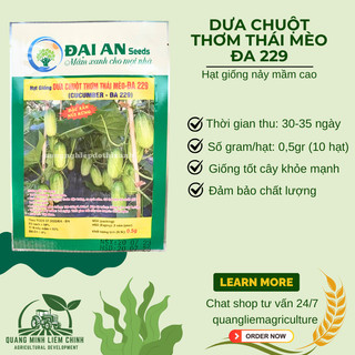 Dưa Chuột Thơm Thái Mèo Đa 229 Đại An - Túi 0.5gram, Hạt Giống Nảy Mầm Tốt, Năng Suất Cao