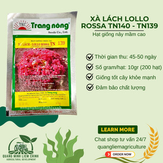 Xà Lách Lollo Rossa TN140 - TN139 Trang Nông (10gram), hạt giống nảy mầm tốt, năng suất cao