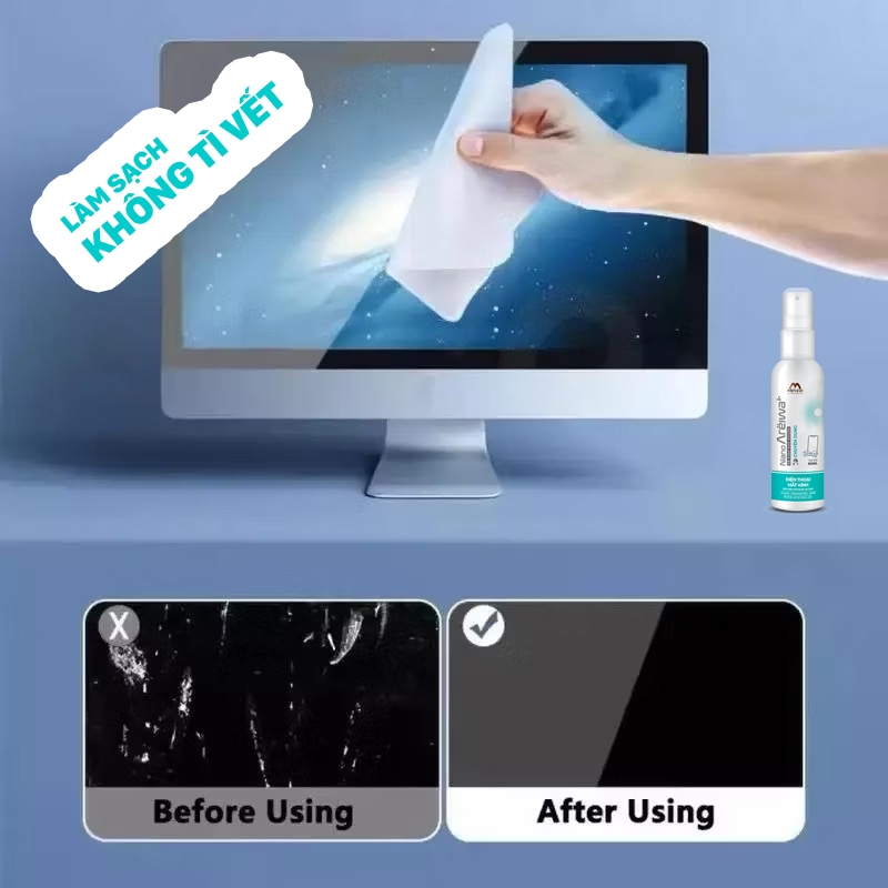 Chai vệ sinh khử khuẩn chuyên dụng điện thoại, laptop mắt kính, thiết bị điện tử Nano Areiwa - An toàn không độc hại
