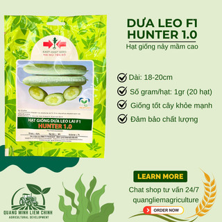 Dưa Leo F1 Hunter 1.0  Hai Mũi Tên (20 hạt/10gram), Hạt Giống Nảy Mầm Tốt, Năng Suất Cao
