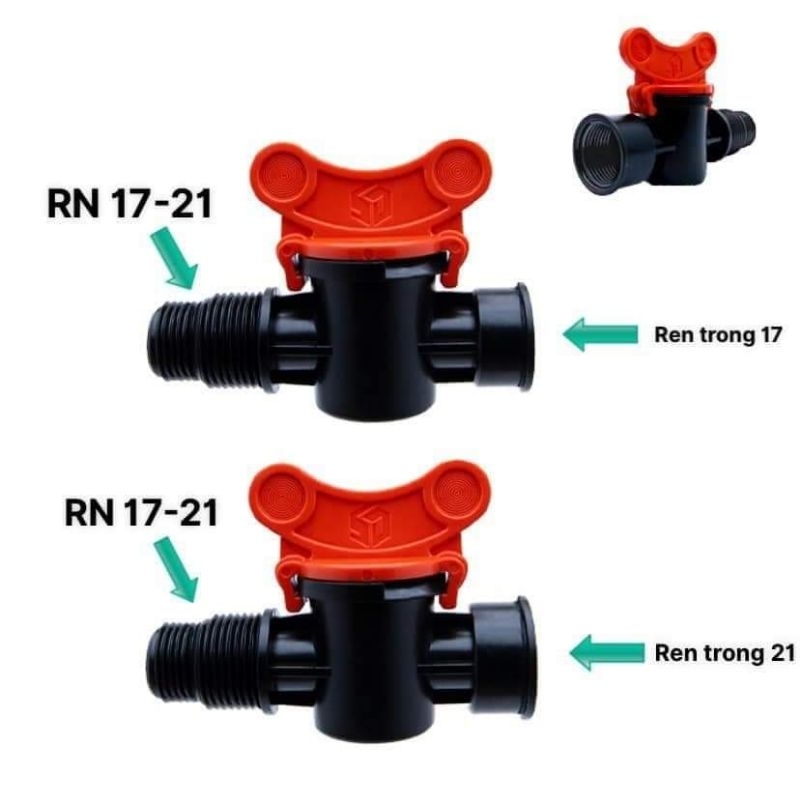 10  [ 10 cái ] Van ren trong 17 ra ren 17 hoặc 21 , van ren trong 21 ra ren 17 hoặc 21