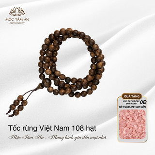 Vòng trầm hương Tốc Rừng Việt Nam 108 hạt Mộc Tâm An niệm Phật, quà tặng người thân