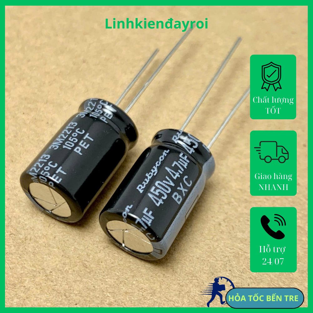 4 cái tụ hóa điện 4.7uF 450V 4.7uF450V 450BXC4R7 ±20% kích thước ...