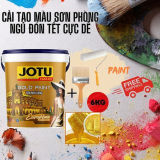 Sơn trang trí nhũ vàngJUBY, sơn màu nhũ vàng sang trọng, phù hợp nhiều bề mặt, sơn trang trí chì, phào, cửa sắt inox