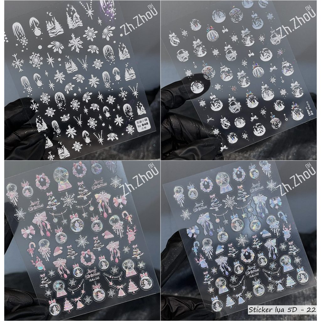 Sticker Ông Già Noel,sticker noel, Bông Tuyết Mẫu Mới- Trang Trí Móng Nail Nghệ Thuật Mùa Giáng Sinh 2026