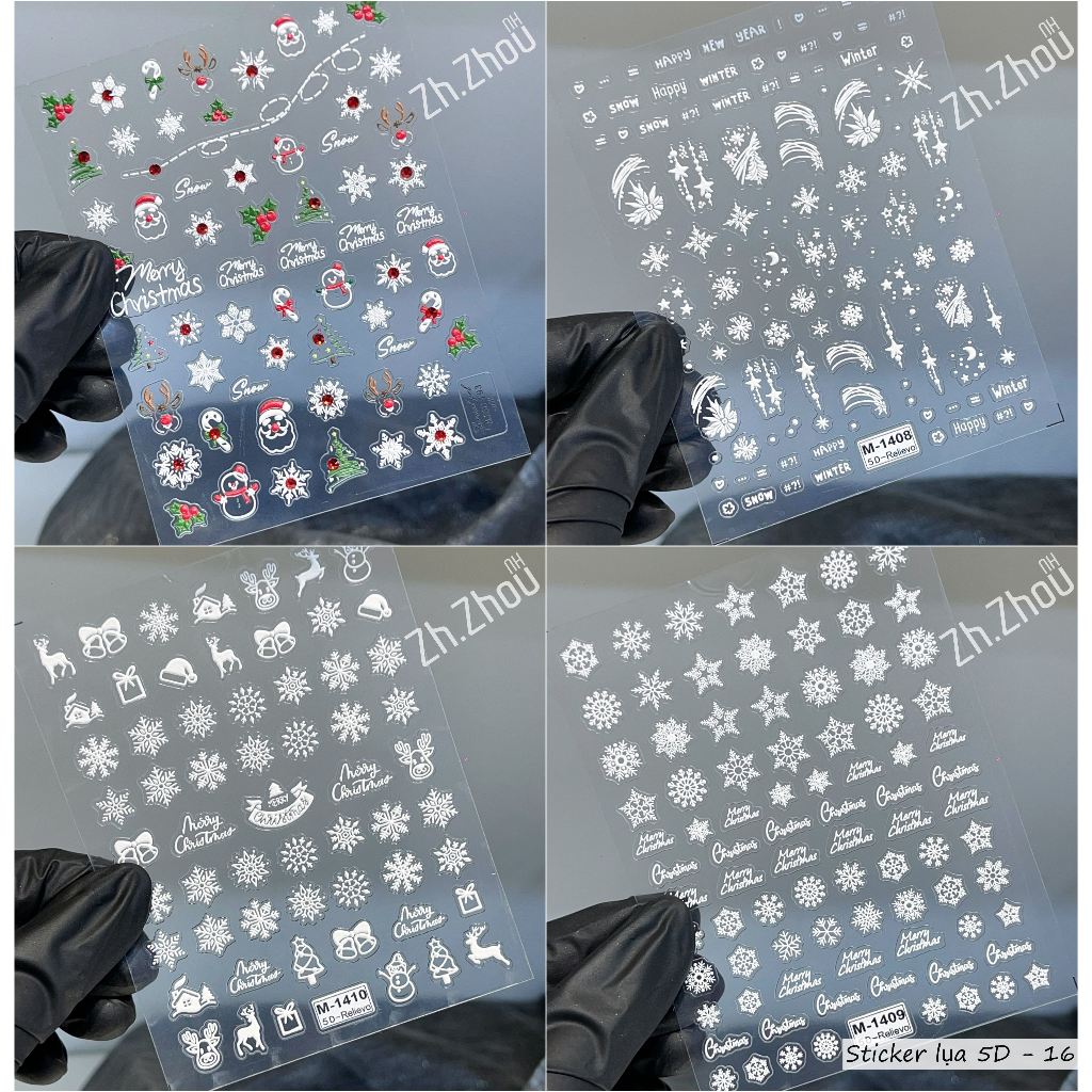 Sticker Ông Già Noel,sticker noel, Bông Tuyết Mẫu Mới- Trang Trí Móng Nail Nghệ Thuật Mùa Giáng Sinh 2026