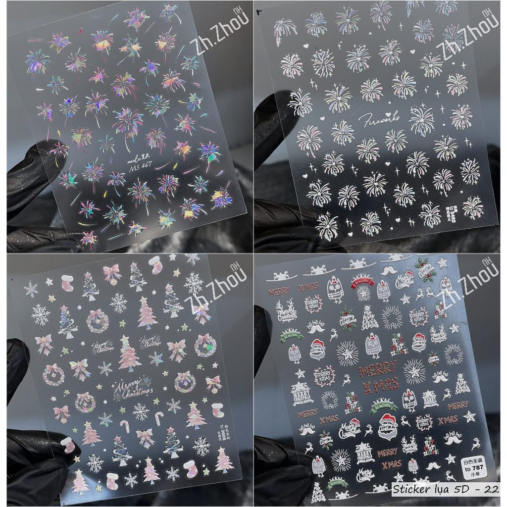Sticker Ông Già Noel,sticker noel, Bông Tuyết Mẫu Mới- Trang Trí Móng Nail Nghệ Thuật Mùa Giáng Sinh 2026