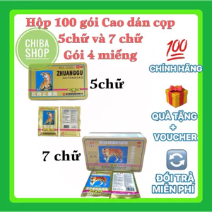 Hộp 100 gói Cao dán cọp 5 chữ/7 chữ