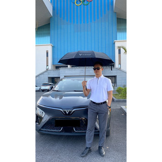 Ô dù Vinfast mẫu chuẩn Vinfast, ô XanhSM, ô gập 3, đóng mở 2 chiều, 10 nan kép, in nhũ bạc. Vinfast black umbrella