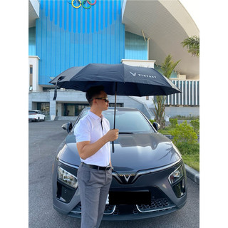 Ô dù Vinfast mẫu chuẩn Vinfast, ô XanhSM, ô gập 3, đóng mở 2 chiều, 10 nan kép, in nhũ bạc. Vinfast black umbrella