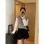 Triangle - (Giá thanh lý, không hoàn) B-slow Knitted Áo len dệt gile giả hai mảnh với một lớp áo phông dày dặn