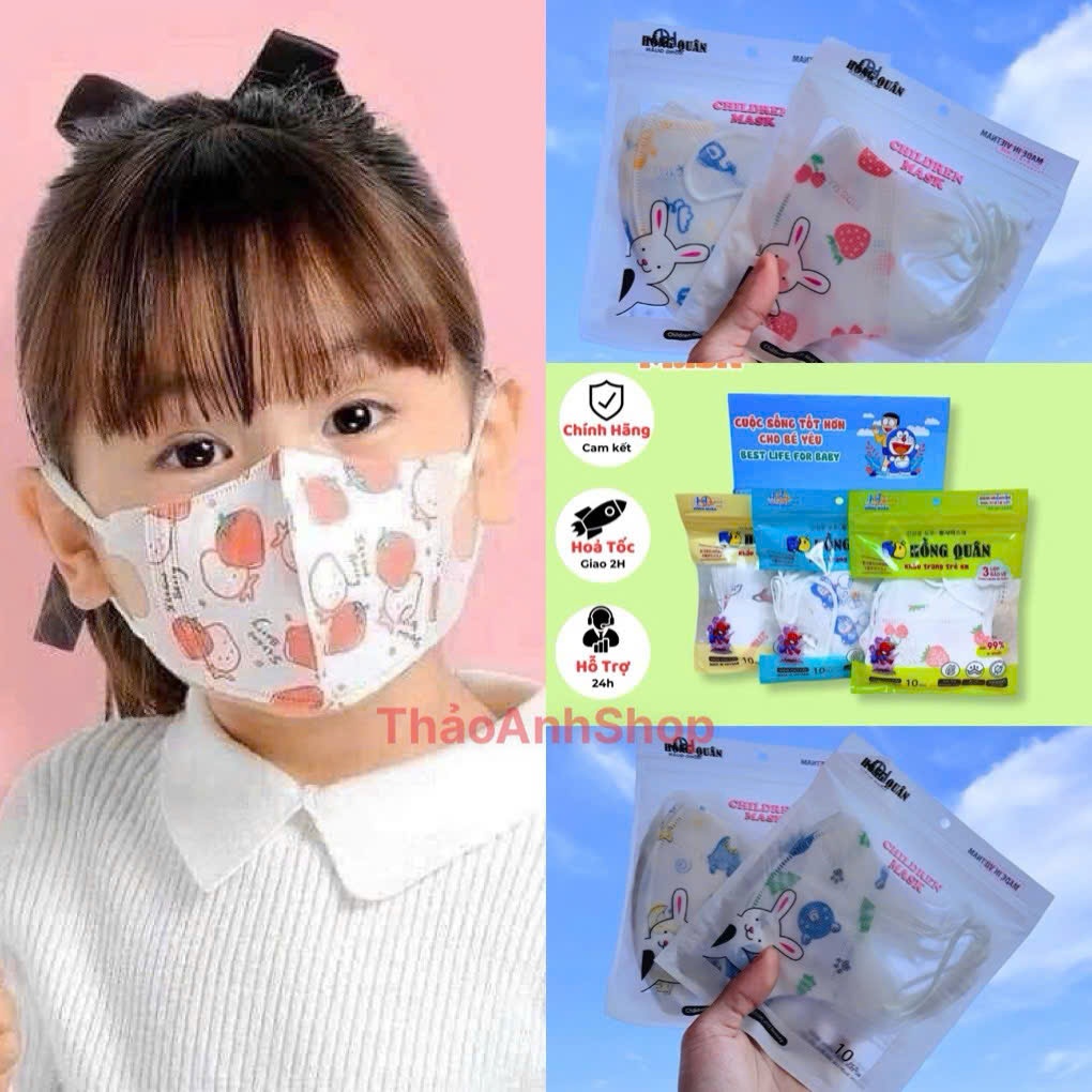Thùng 100 cái [ Tặng 10 Cái] Khẩu Trang 5D Em Bé Dành Cho Bé Từ 2-6Tuổi - Khẩu Trang 3 Lớp , Ôm Chọn Khuôn Mặt Bé