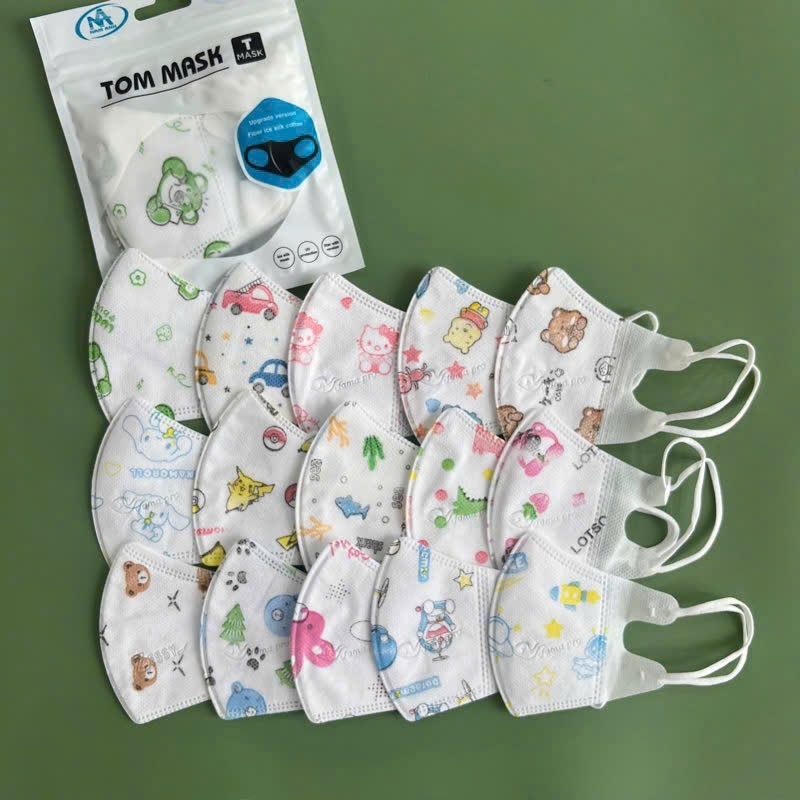 Thùng 100 cái [ Tặng 10 Cái] Khẩu Trang 5D Em Bé Dành Cho Bé Từ 2-6Tuổi - Khẩu Trang 3 Lớp , Ôm Chọn Khuôn Mặt Bé