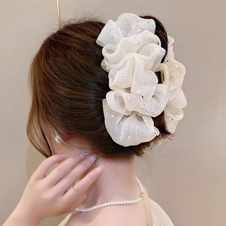 Kẹp Tóc Càng Cua Nơ To Phồng Đẹp Đính Lông Vũ Size to 13cm Phong Cách Thanh Lịch Dành Cho Nữ