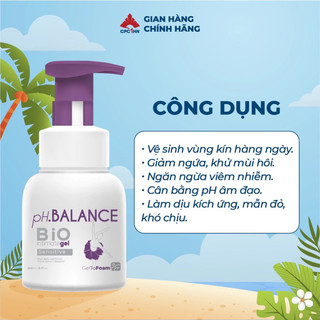 Bọt Vệ Sinh Nữ pH.BALANCE Bio Intimate Gel Giảm Ngứa, Khử Mùi, Làm Dịu Kích Ứng Bảo Vệ Da Chai 200ml