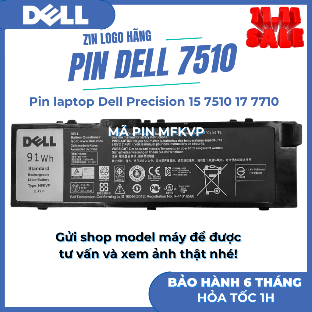 Prémium Lítium-ionos Laptop Akkumulátor Dell Precision 15-7510 7520 17-7710 7720 M7510 M7710 Gr5d3 M28dh Mfkvp 7000 Mah 3 Cellas Fekete Flsdemfkvp3s1p