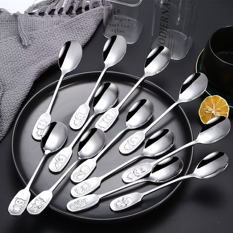 Set muỗng inox cán logo hình thú 12 con giáp