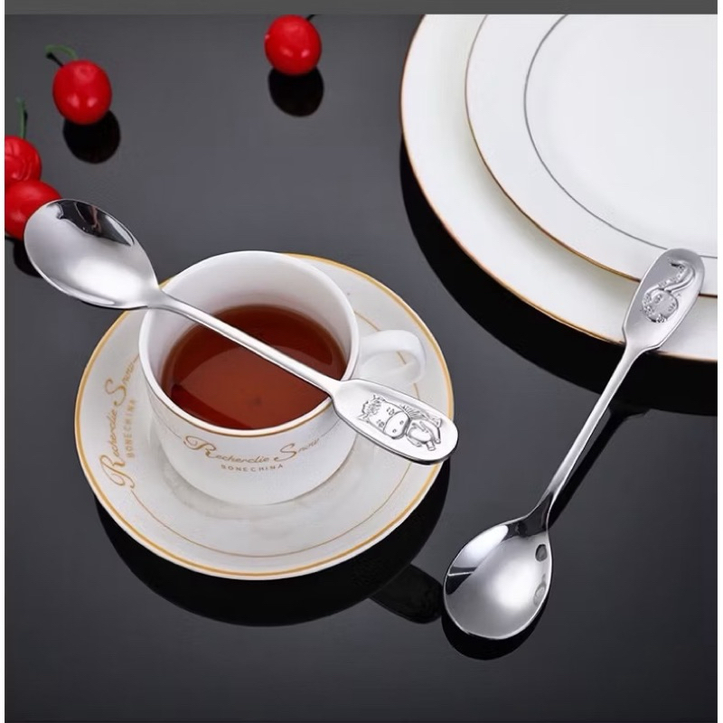 Set muỗng inox cán logo hình thú 12 con giáp