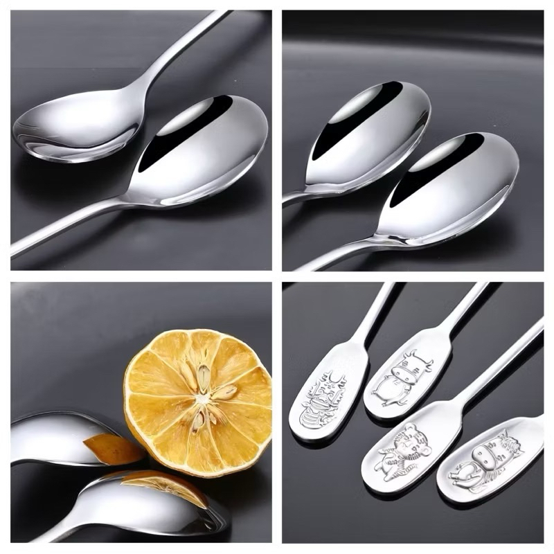 Set muỗng inox cán logo hình thú 12 con giáp