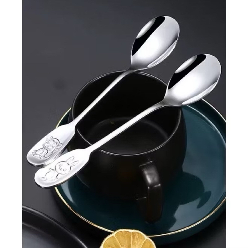 Set muỗng inox cán logo hình thú 12 con giáp