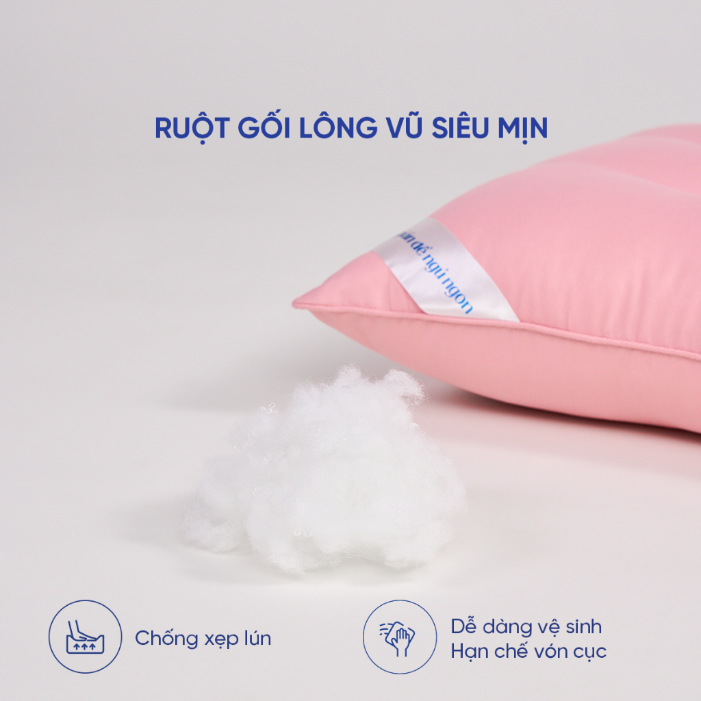 \Combo Ruột gối nằm lông vũ định hình Mochi 45x65cm & Gối ôm dài Poppy