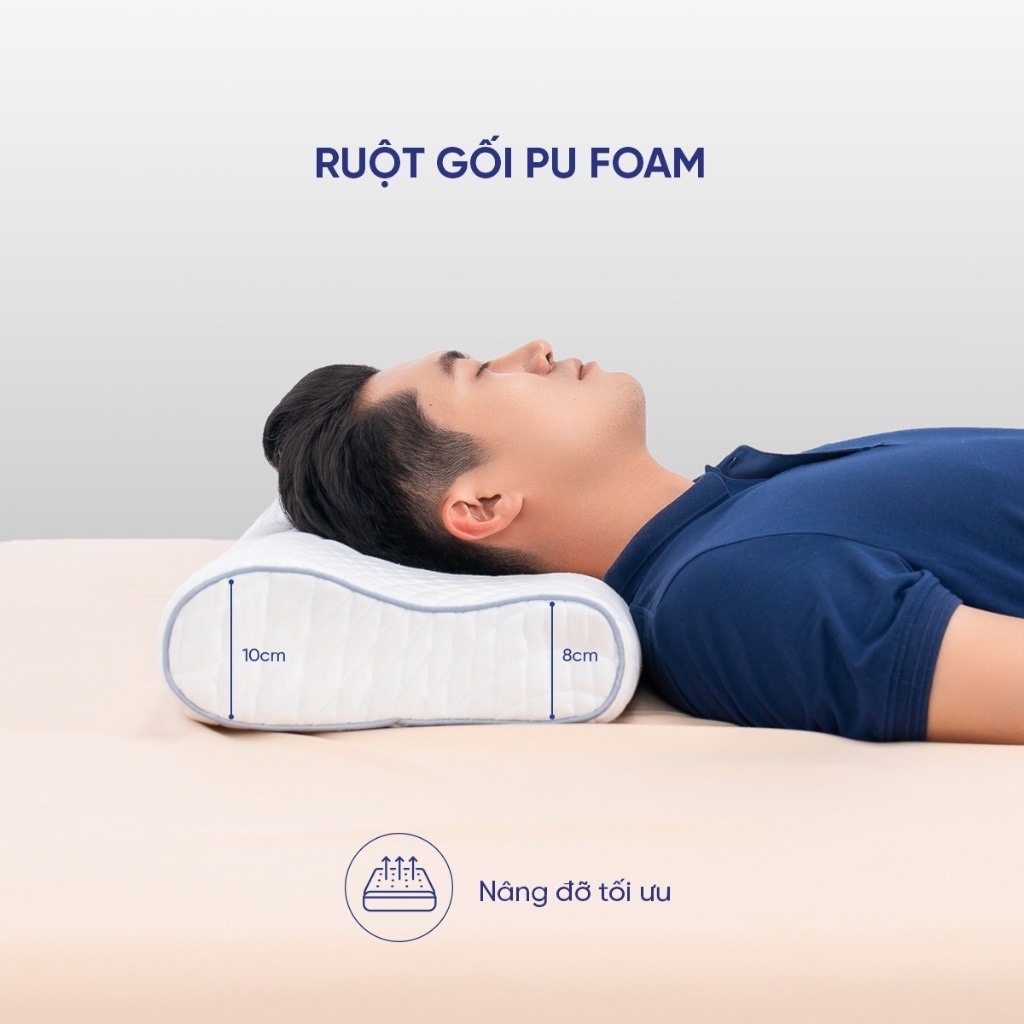 Combo 2 gối ngủ Goodnight Nori 1.0, Gối foam kích thước 30x60cm, ruột gối công thái học