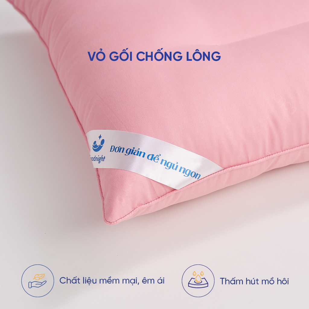 Ảnh Combo Ruột gối nằm lông vũ Mochi 45x65cm & Vỏ gối lụa tencel Airsilk mềm mịn - Goodnigth Bedding 3
