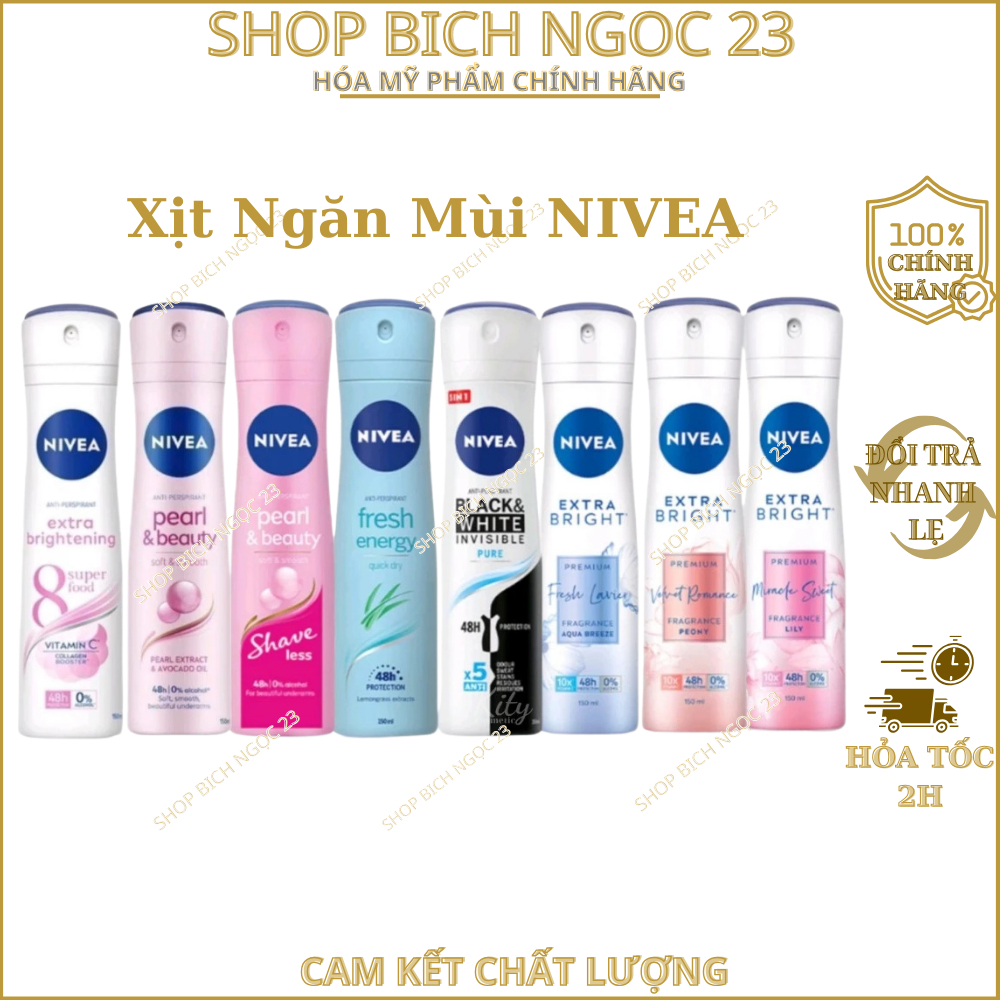 Xịt Khử Mùi Nữ Nivea 150ml - Sáng Da, Mờ Vết Thâm