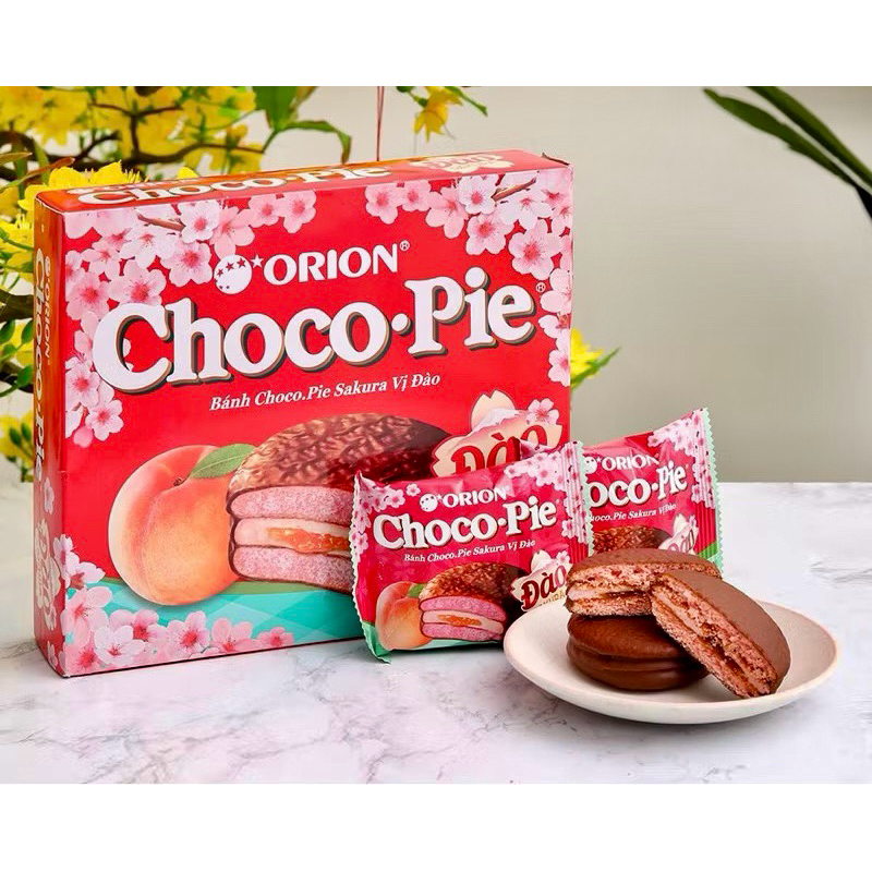 Bánh Orion Chocopie Vị Đào Hộp 12 Chiếc 360g | Shopee Việt Nam