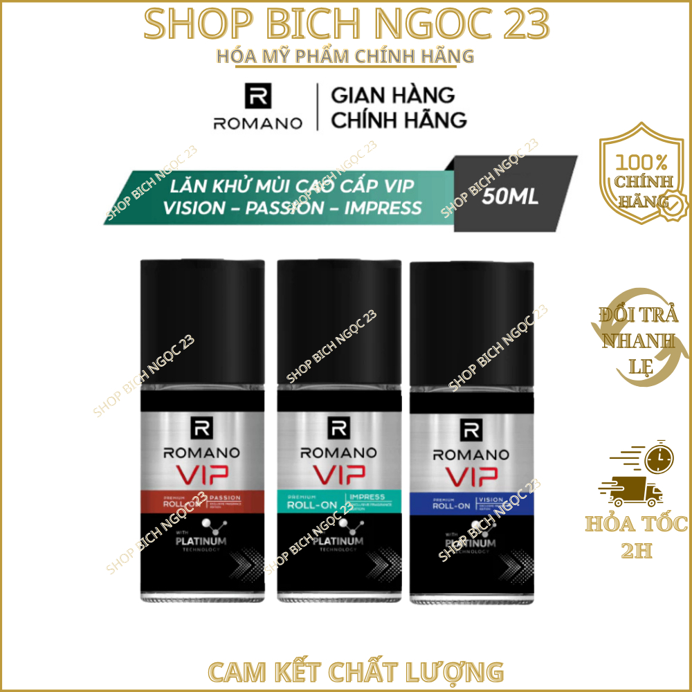Lăn khử mùi cao cấp Romano VIP Passion / Vision / Impress 50ml