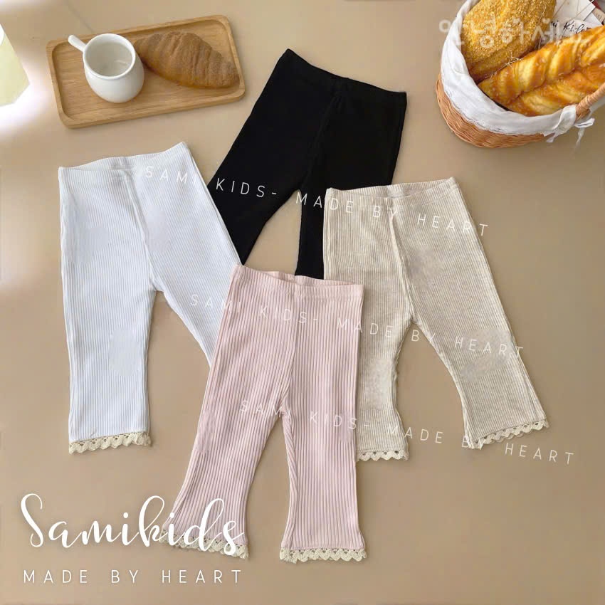 (129) Quần legging cho bé loe nhẹ phối ren 3-14kg WQ129GT