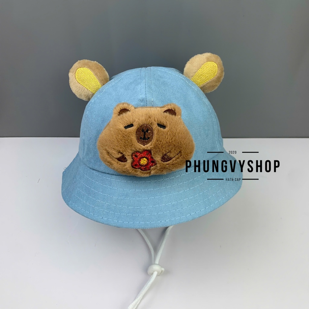 (SALE) Bé Dưới 2Tuổi/Vđ 49cm_Mũ bucket tai bèo vành trai gái trẻ em phungvyshop-nón /Bo nhí CAPYBARA LOẠI MÚI CÓ TAI /