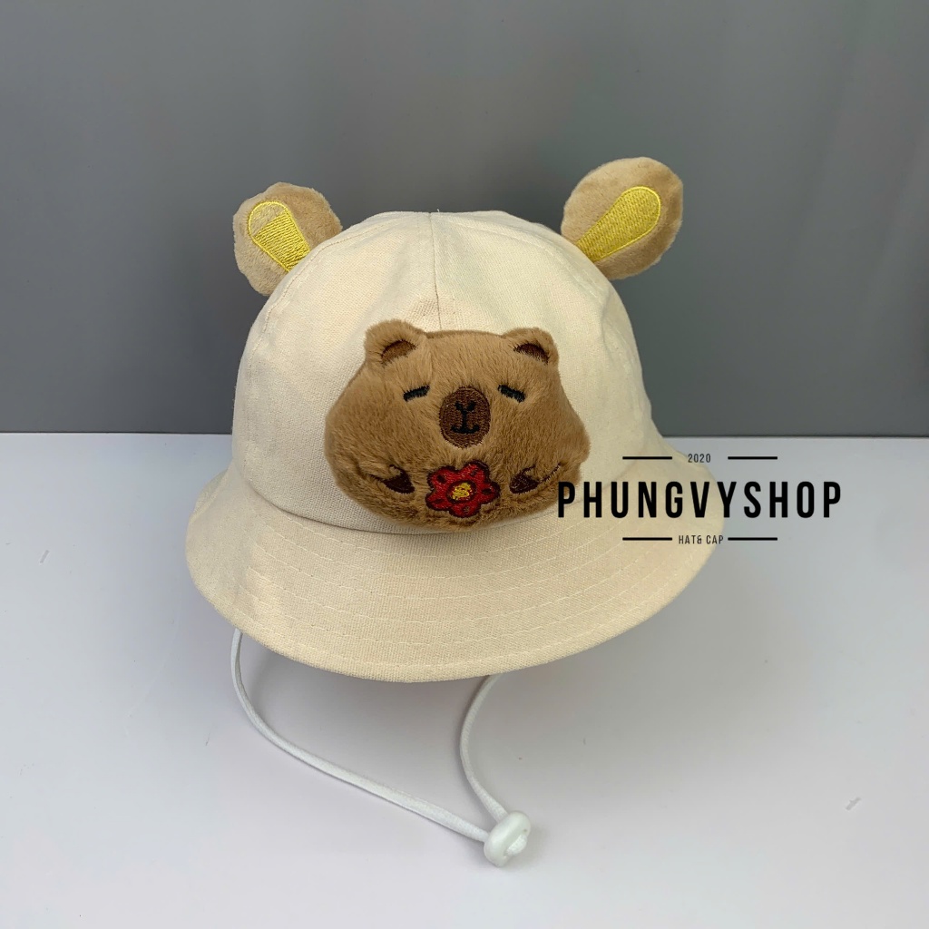 (SALE) Bé Dưới 2Tuổi/Vđ 49cm_Mũ bucket tai bèo vành trai gái trẻ em phungvyshop-nón /Bo nhí CAPYBARA LOẠI MÚI CÓ TAI /
