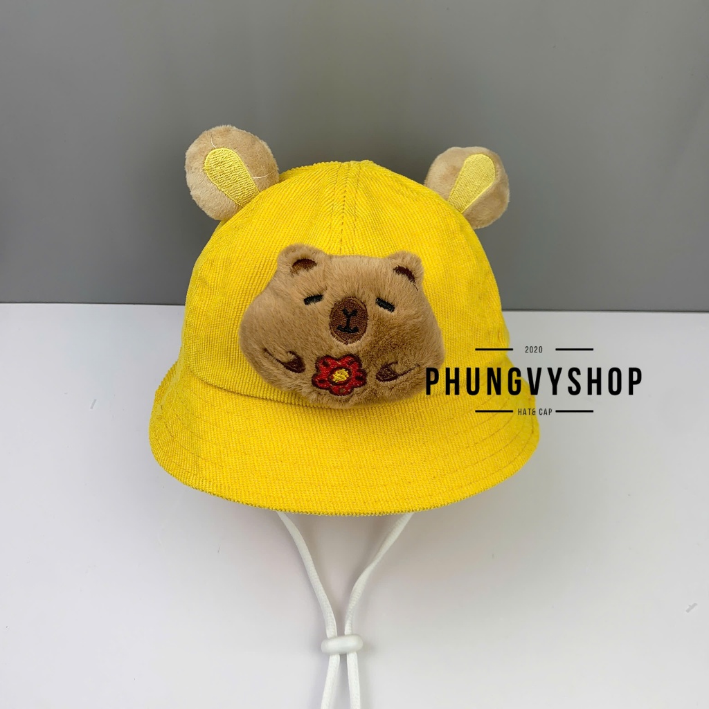 (SALE) Bé Dưới 2Tuổi/Vđ 49cm_Mũ bucket tai bèo vành trai gái trẻ em phungvyshop-nón /Bo nhí CAPYBARA LOẠI MÚI CÓ TAI /