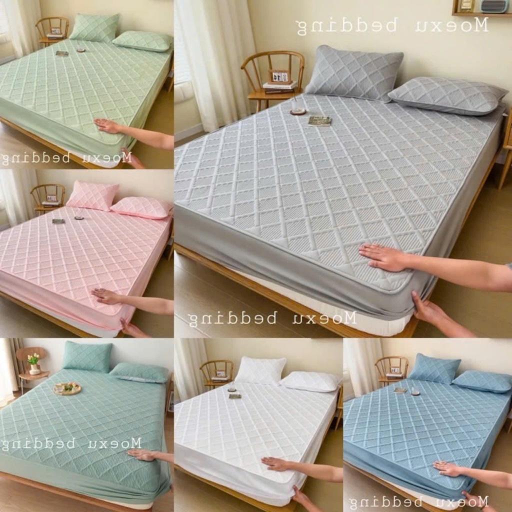 Ga Trải Giường Cotton Đũi Trần Bông Kèm 2 Vỏ Gối Đũi Tici Mềm Mịn Thoáng Khí ĐẦY ĐỦ KÍCH CỠ