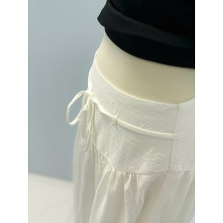 Chân váy chữ A dài trắng bản eo cao cột dây 2 lớp linen Lolalalo váy tiểu thư maxi xờe