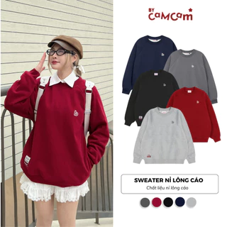 Áo Sweater Nỉ Lông Cáo Basic 𝑩𝒚𝒄𝒂𝒎𝒄𝒂𝒎 Mềm Mịn Dày Dặn Logo Mini Nam Nữ