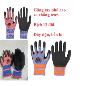 Bịch 12 đôi Găng tay lao động 378, găng tay sần, chống trơn trượt, găng tay 388