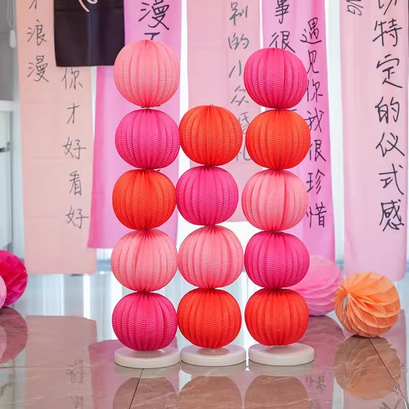 Đèn lồng giấy xếp, đèn lồng dưa hấu trang trí đám cưới, lễ Tết, trung thu, sự kiện - Kem Shop K57