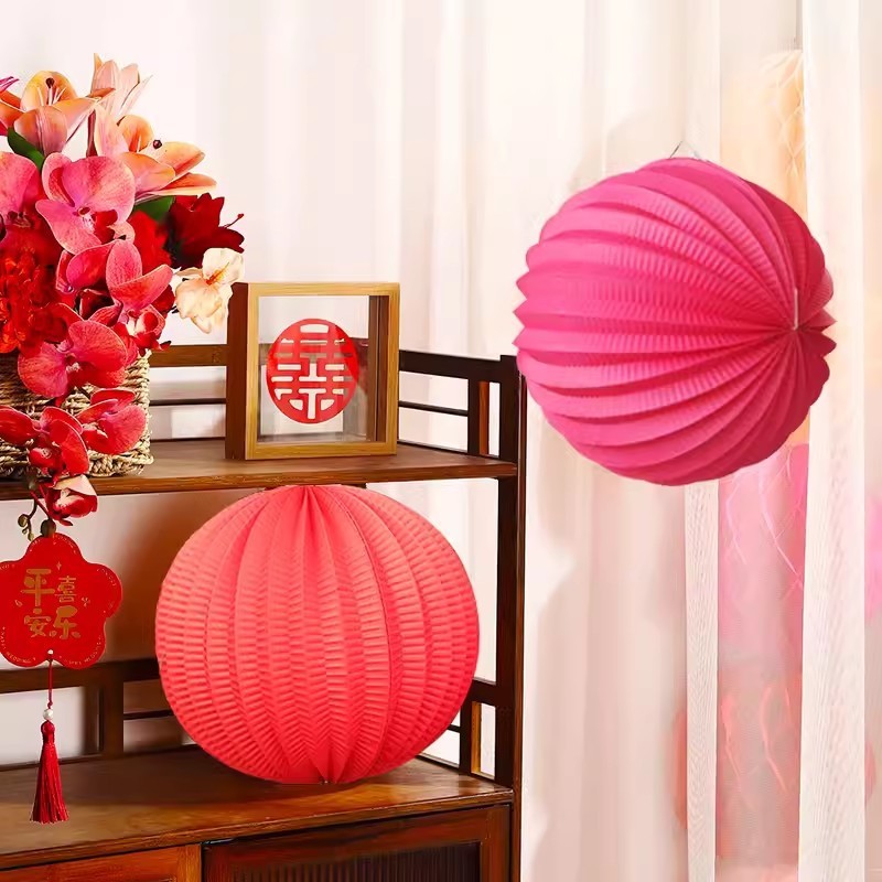 Đèn lồng giấy xếp, đèn lồng dưa hấu trang trí đám cưới, lễ Tết, trung thu, sự kiện - Kem Shop K57