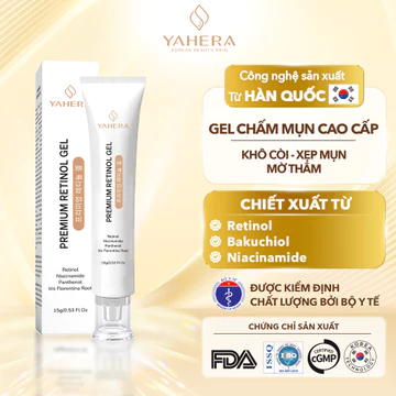 Gel chấm mụn cao cấp giảm sưng viêm, khô cồi, xệp mụn, mờ thâm mụn, giảm sưng đỏ YAHERA Premium Retinol Gel 15G